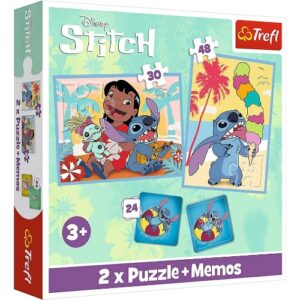 Pack 2 puzzles + memos Stitch TREFL